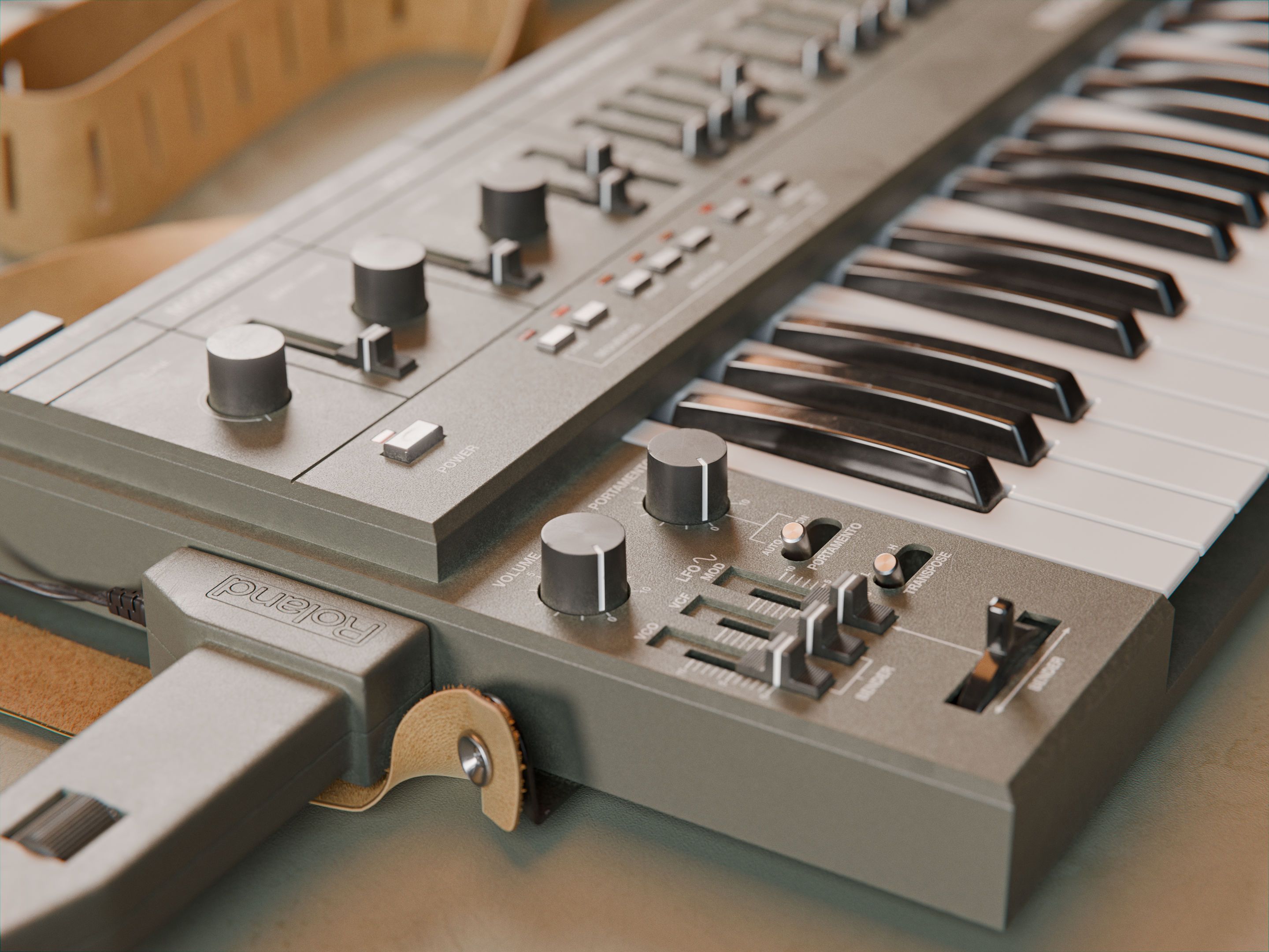 Close-up of the left side of the Roland SH-101.